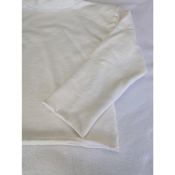 Emerson Fry Sweatshirt Raw Edge White Turtleneck XS Minimalist Crop Luxe Top - Picture 3 of 10
